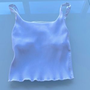 Carbon 38 ribbed crop tank with shelf bra insert in white